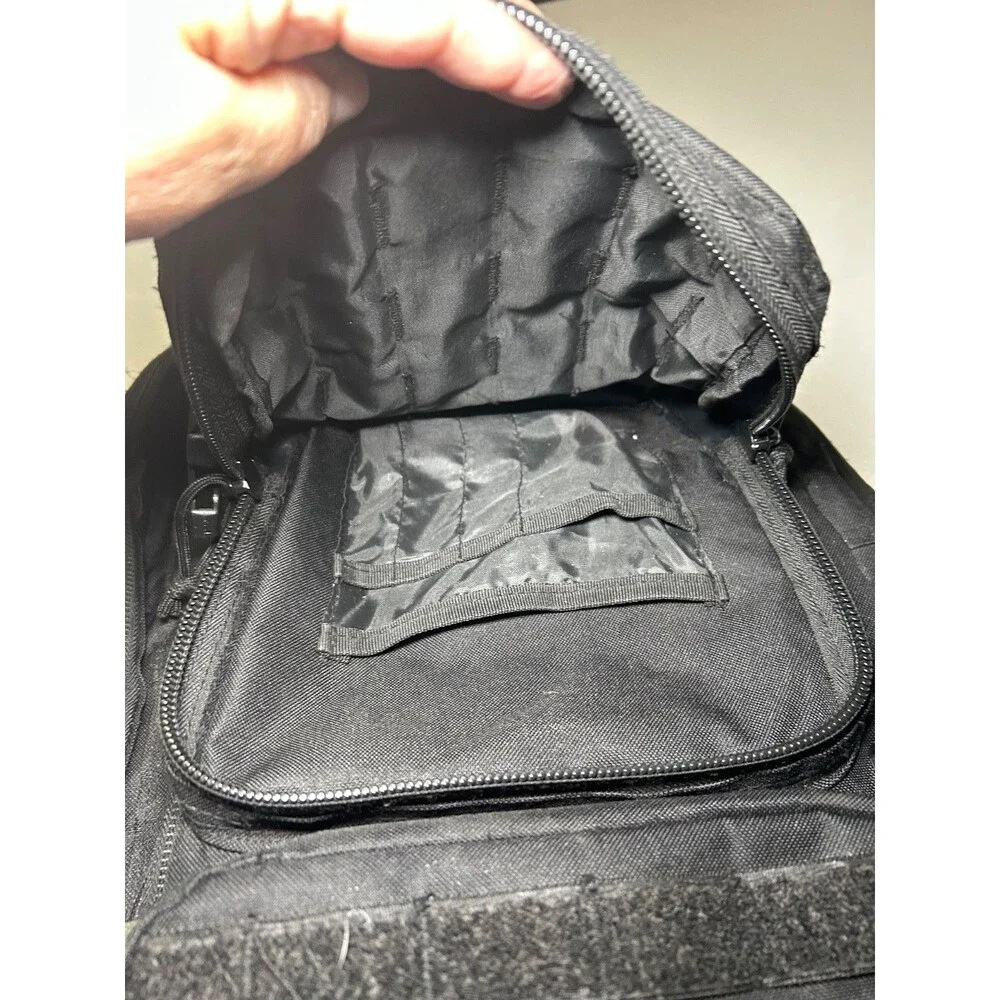 Tactical Black Adjustable Bag W/ patch attachable material and MOLLE Panel